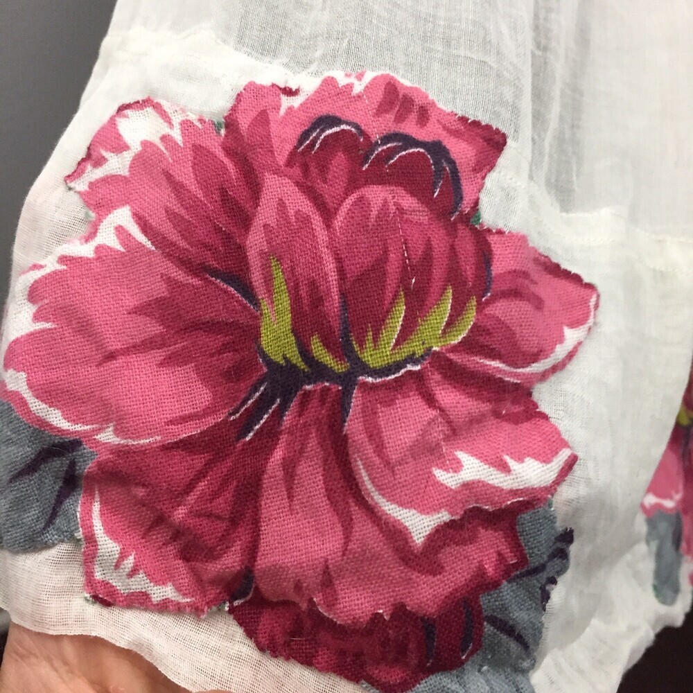 Vintage Sheer Pink Floral Handmade Apron Applique - Picture 3 of 7